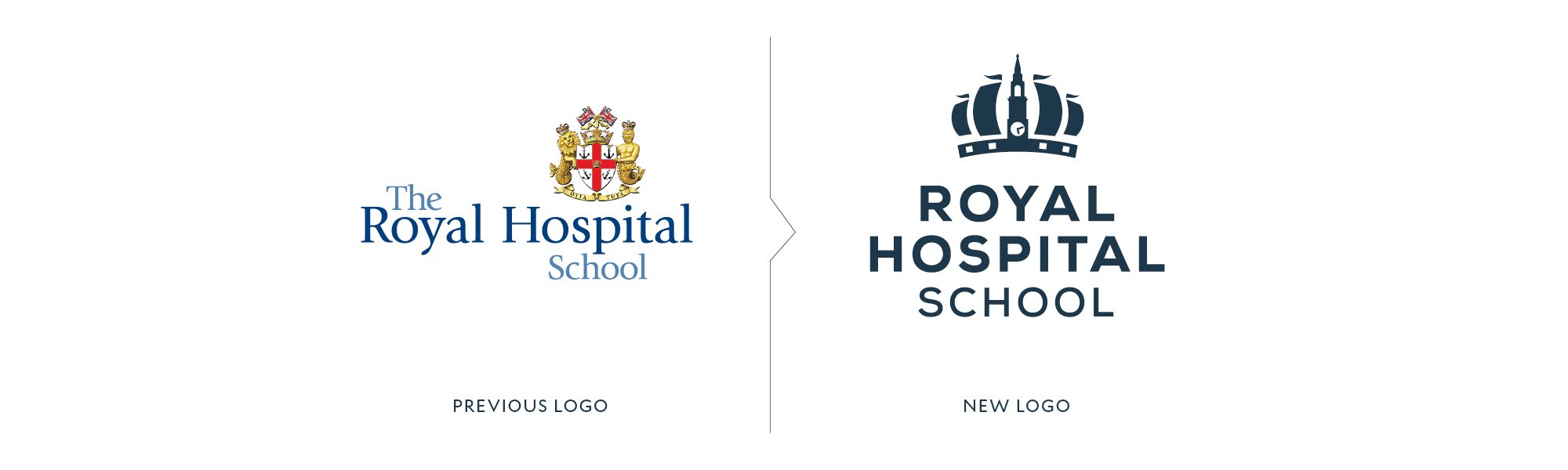 Royal Hospital School logo design before and after