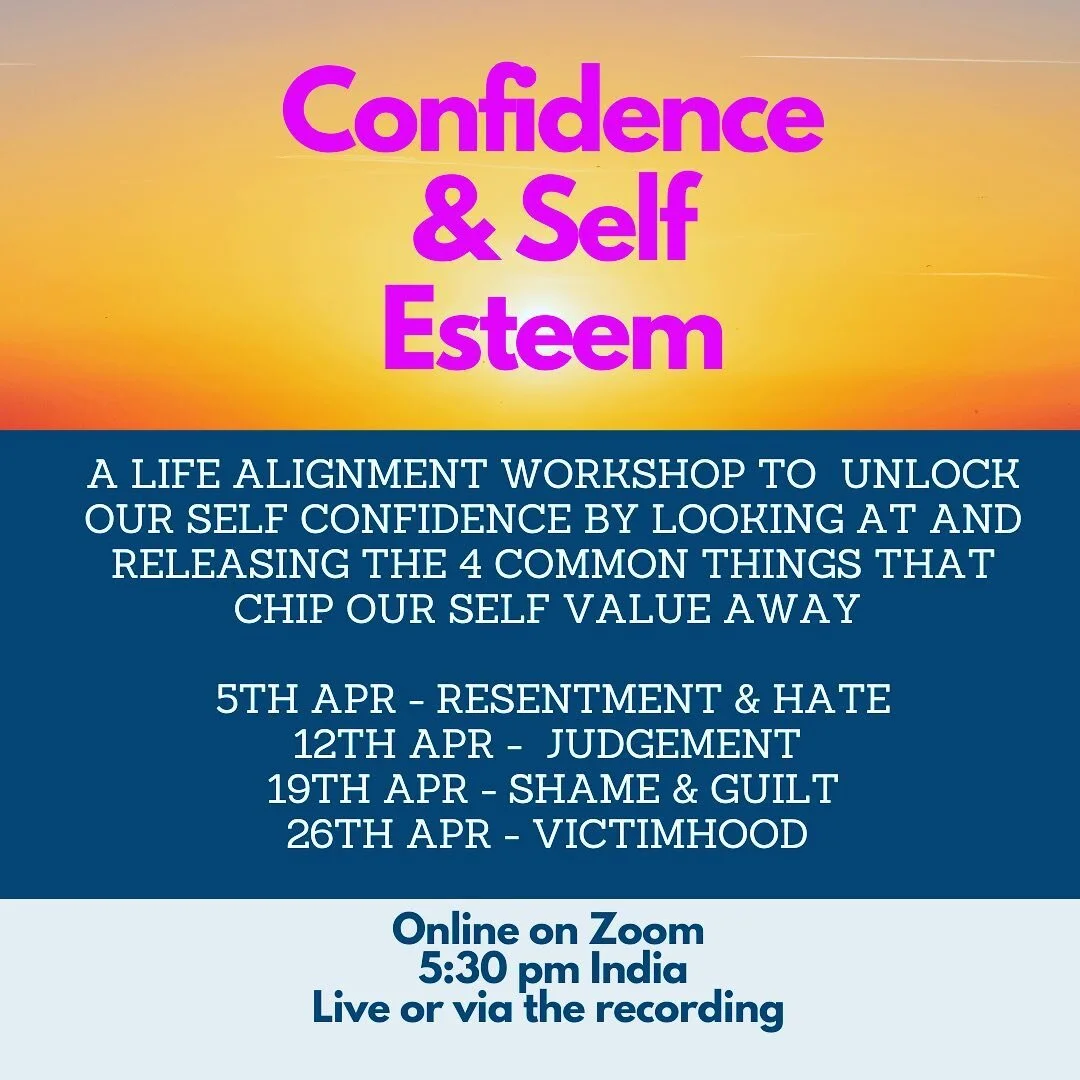 In this 4 series Life Alignment workshop we will be looking at the most common things that keep us trapped into believing we are less and lacking confidence with the aim of understanding better what caused it and releasing the energy to reconnect to 