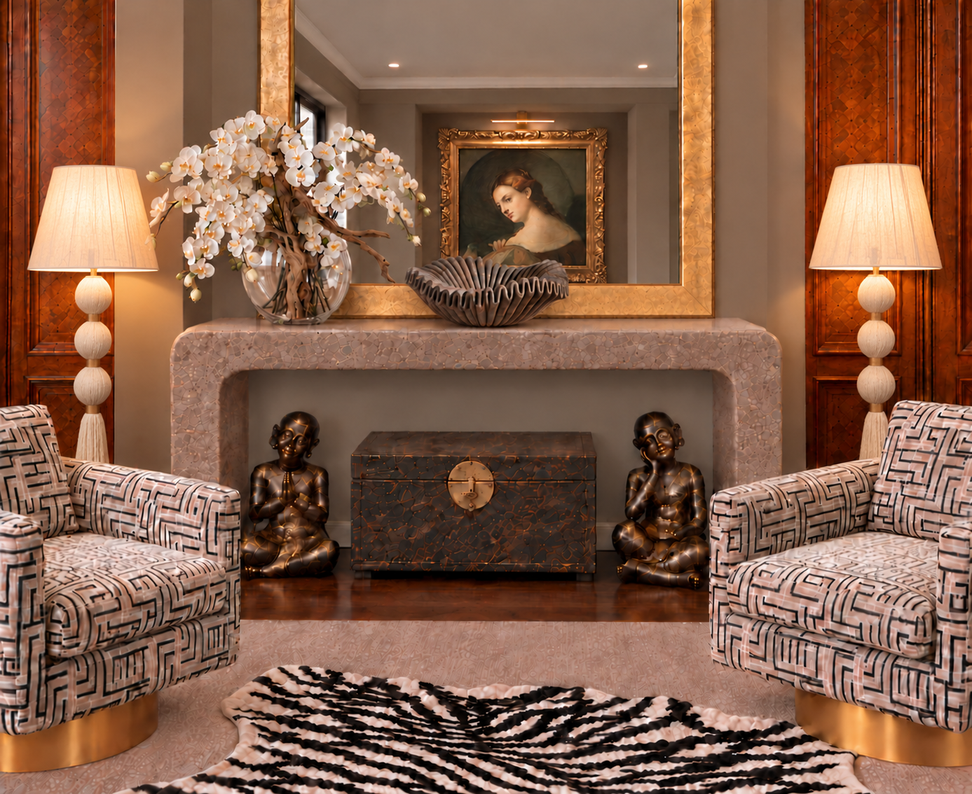 Twin Ivory Lamps Frame Armchairs (1).png