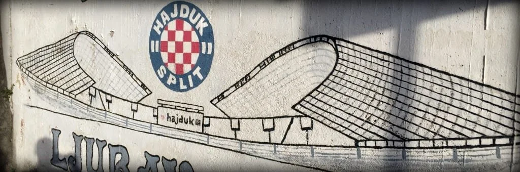 HNK Hajduk Split football club symbol and a stadium drawing