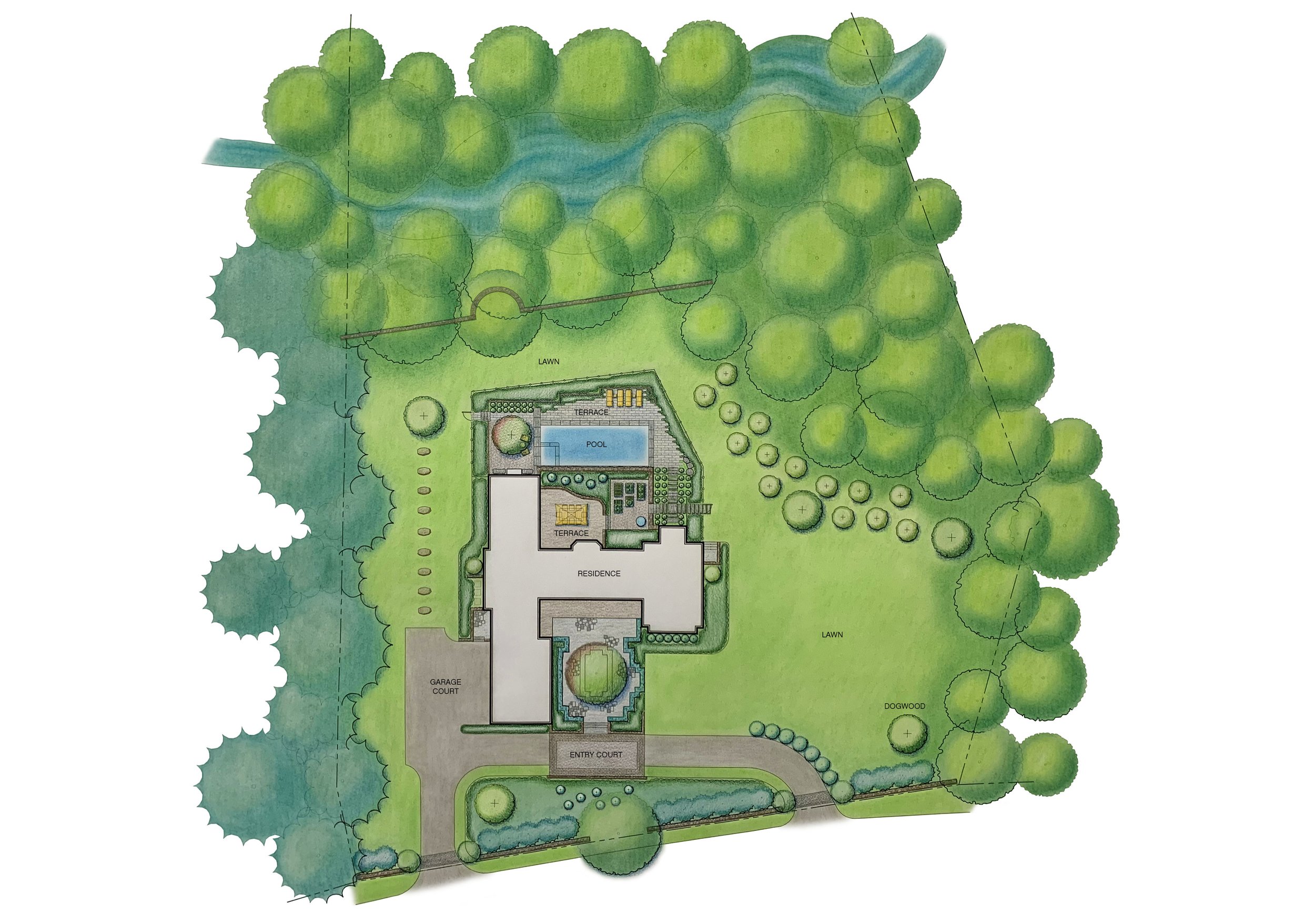 Brook Clark Landscape Architects hand rendering