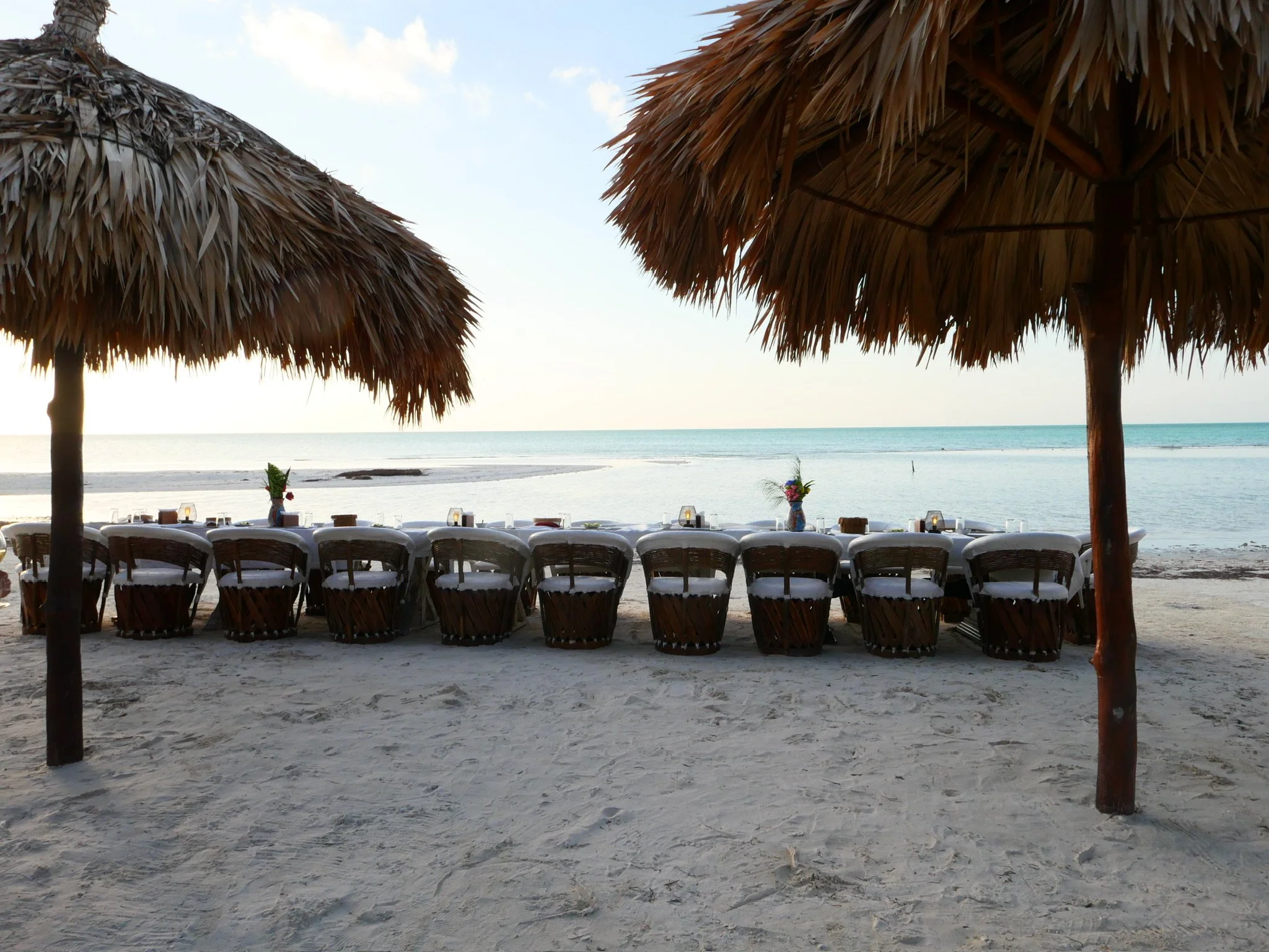 setting up for the final beach dinner in Mexico to close out the retreat