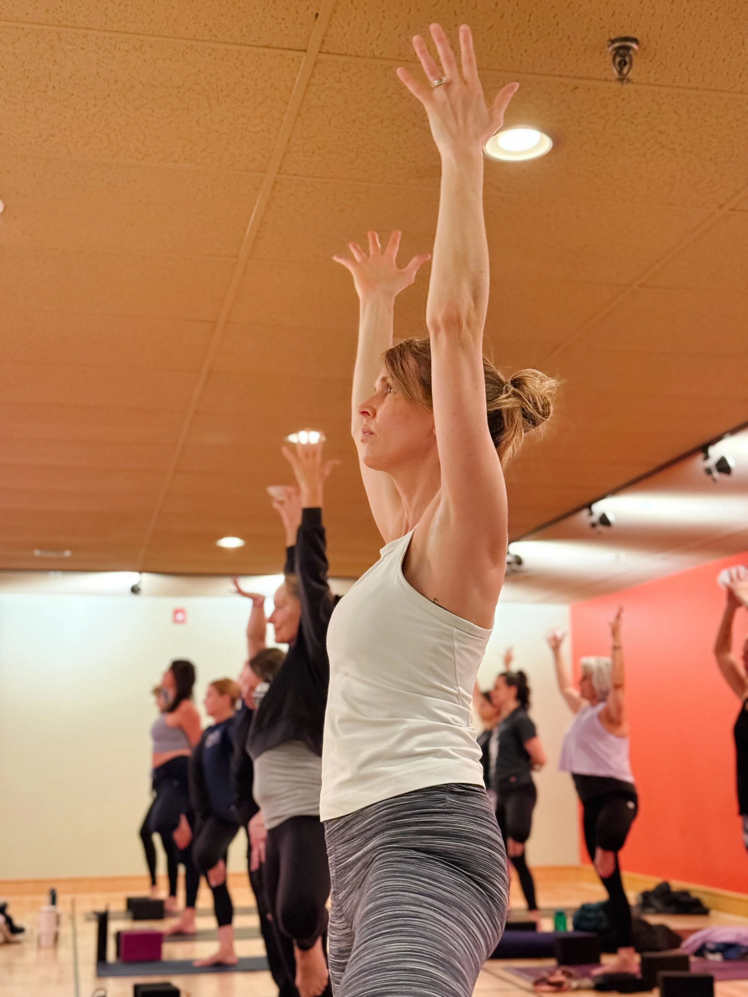 Power vinyasa class in session at breathe yoga