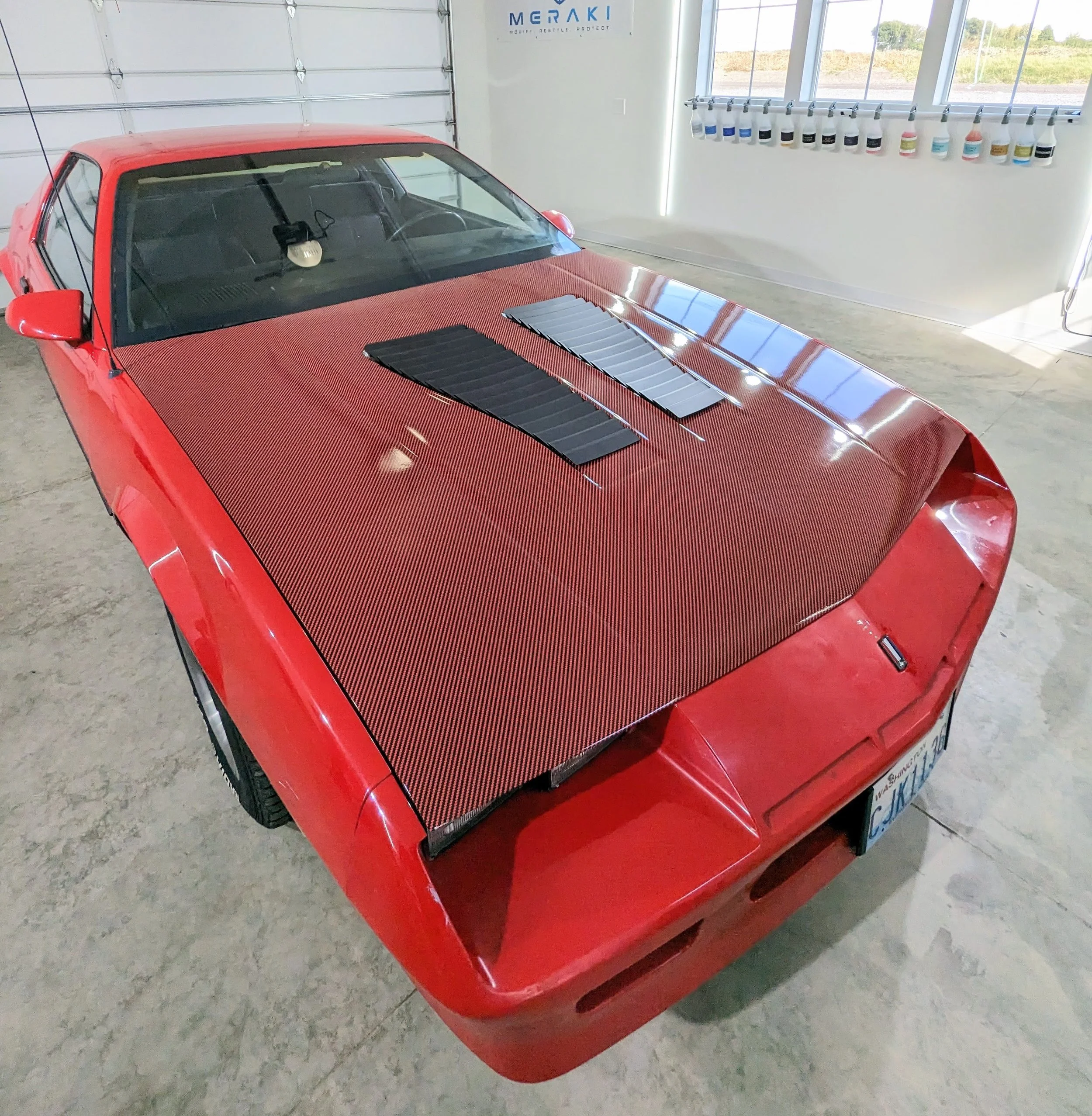 Red Carbon Fiber Hood Wrap | Chevy Camaro