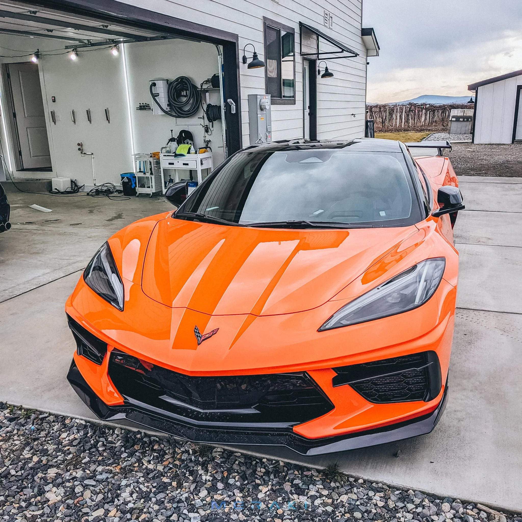 Gloss Metallic Black Roof + Pillars Wrap | Chevy Corvette