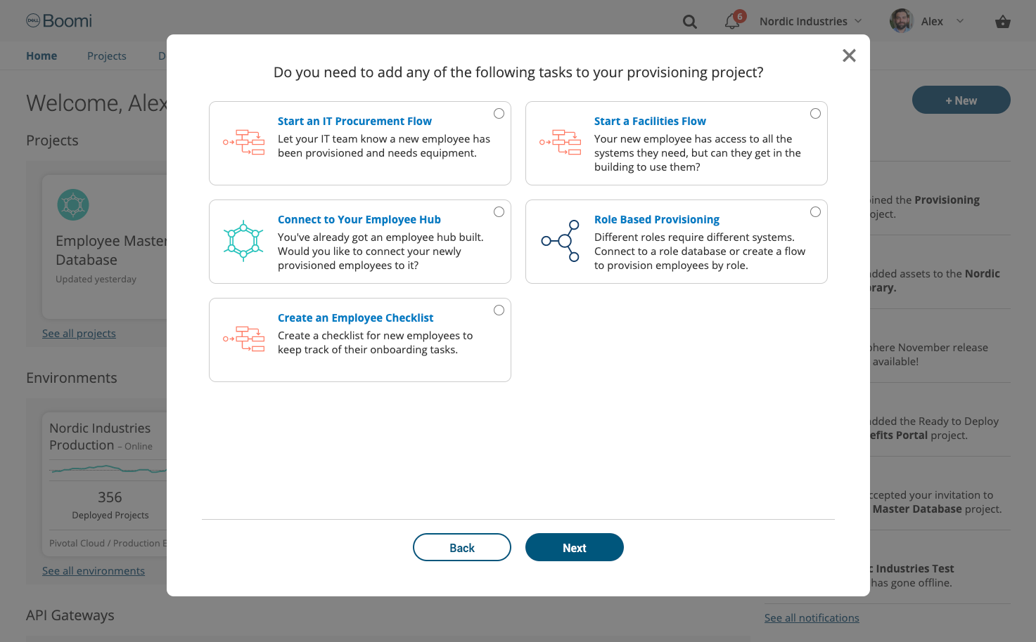 The platform is aware that an employee hub already exist and offers the option to connect to it instead of building a duplicate.