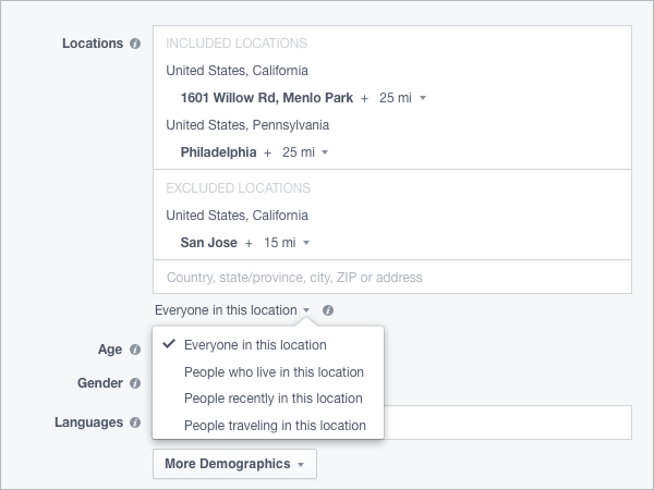 Home and/or recent location options