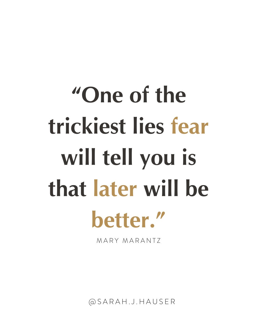 I've been thinking, reading, praying, and listening to a lot on the topic of fear lately. I'll hopefully write through it more soon. ⁠
⁠
But in the meantime, I just had to share this thought from @marymarantz's new book, Underestimated. I was listeni