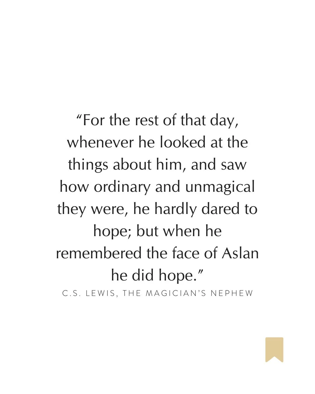 In The Magician&rsquo;s Nephew, the main character, Digory, meets Aslan, and he longs for the lion to give him something magical to heal his ailing mother. ⁠
⁠
(I know the feeling.)⁠
⁠
Aslan eventually grants Digory's request, and gives him an Apple 