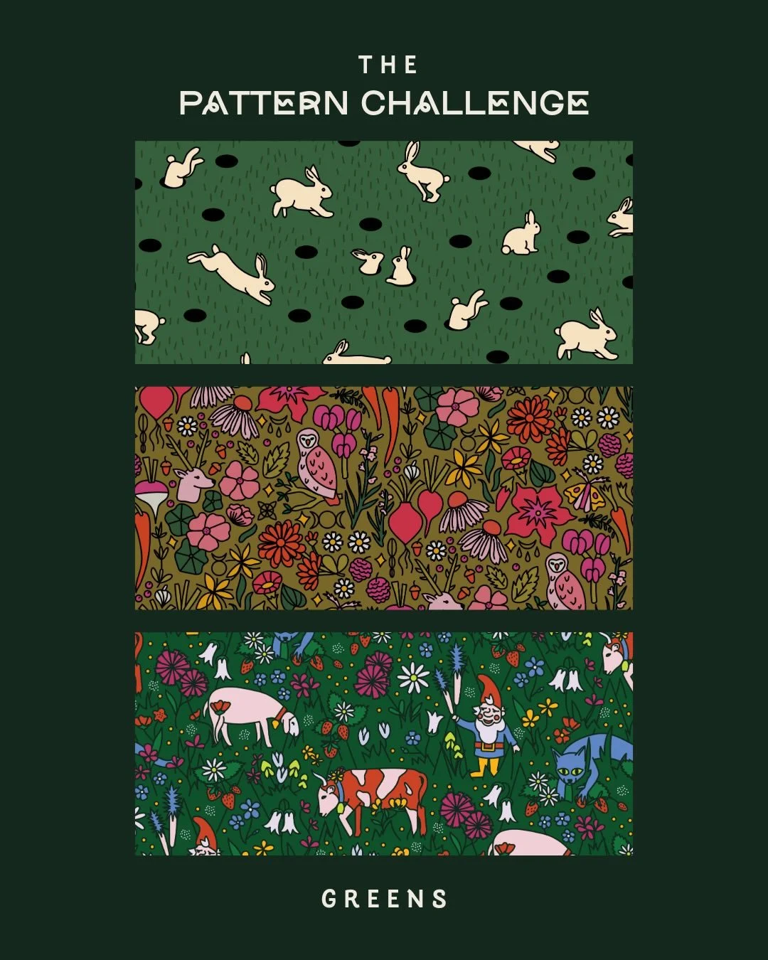 Saying goodbye, for real, to #thepatternchallengebymel 👋. Looking at them together these guys aren&rsquo;t really team players and like to work alone. But I do see a pattern in the patterns. I think I ended up liking the green ones the most. Is that