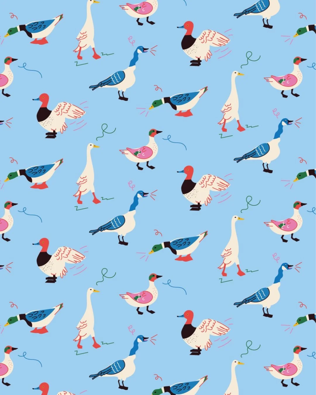 Day 27+28: DUCKS for the @melanie.johnsson @mimi.for.creatives pattern challenge. Duck, duck, silly goose. Repeat.

#thepatternchallengesummer26 #thepatternchallengesummer26LDUCKS #repeatpattern #surfacepattern