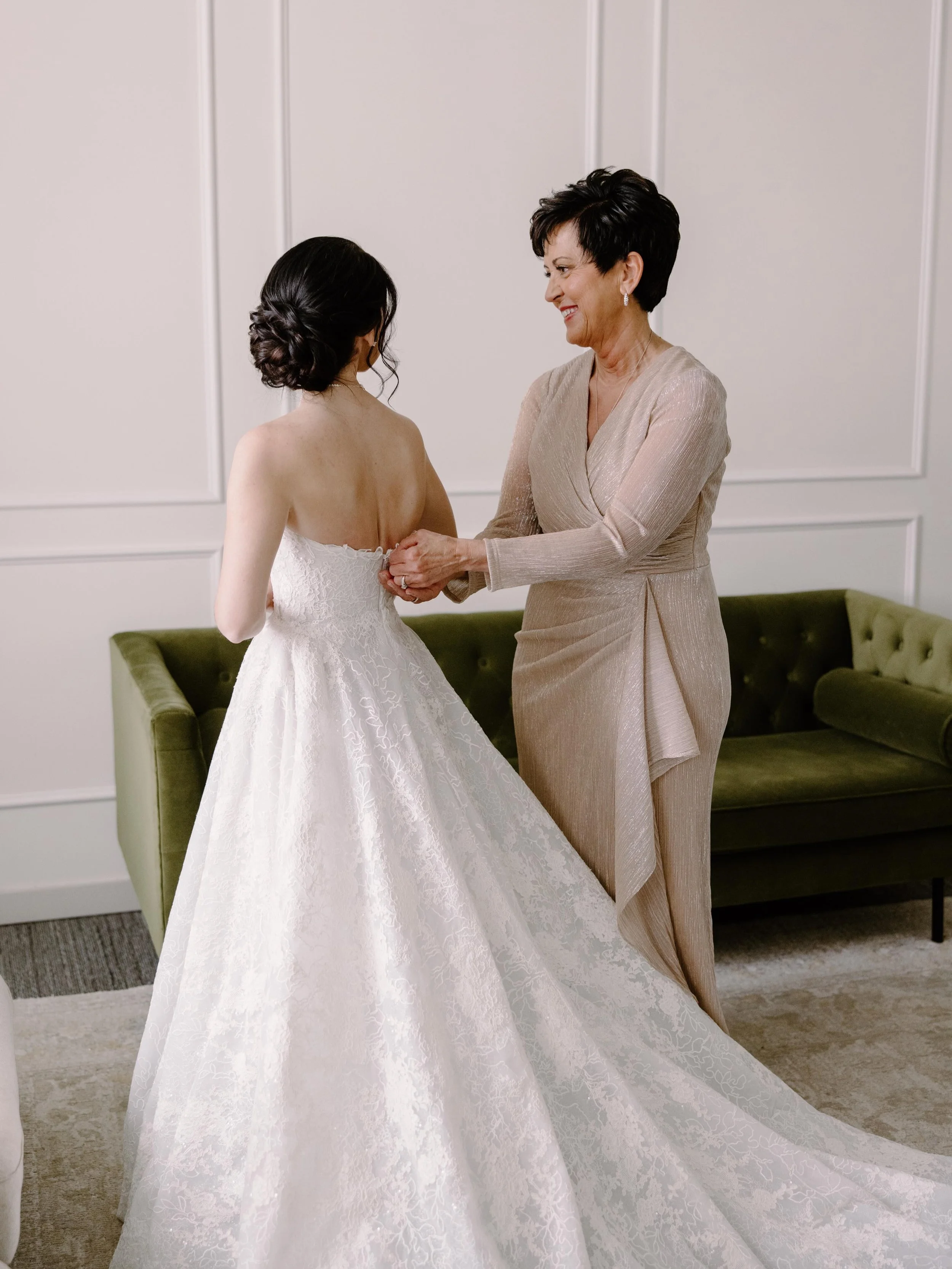 Mothers of the bride and fathers of the groom kind of get the short end of the stick on wedding days &mdash; there are no moments traditionally dedicated to them. So this is one of my favorite wedding day moments: just the bride and her mom. 🤍​​​​​​