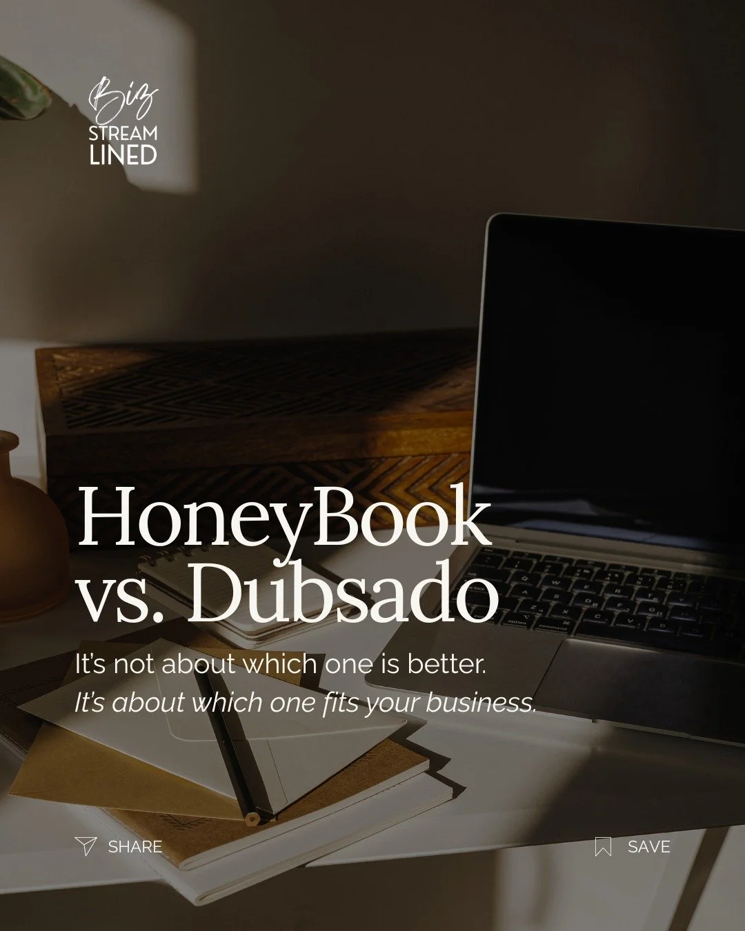 Choosing a CRM isn't about which one is "better."

It's about which one fits how your business actually works.

HoneyBook is a bit like Apple:

&bull; simple
&bull; polished
&bull; ready to use quickly

Dubsado is more like Android:

&bull;