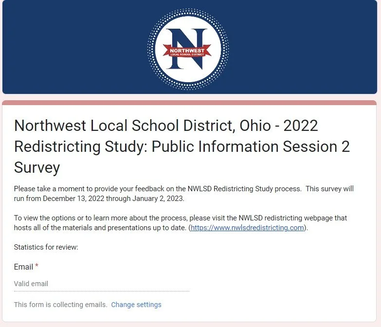 Northwest Local School District Fall 2022 Redistricting