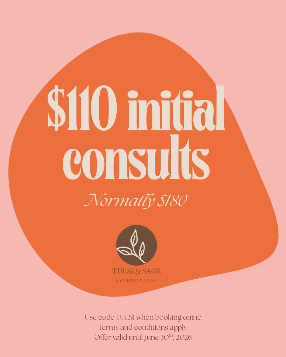 To celebrate my return to clinic next month, I'm having a little promotion!

$110 initial consultations for a limited time only (save $70!). This applies for both online and face-to-face consults at @bcp.hub.warnersbay

Use the code TULSI when bookin