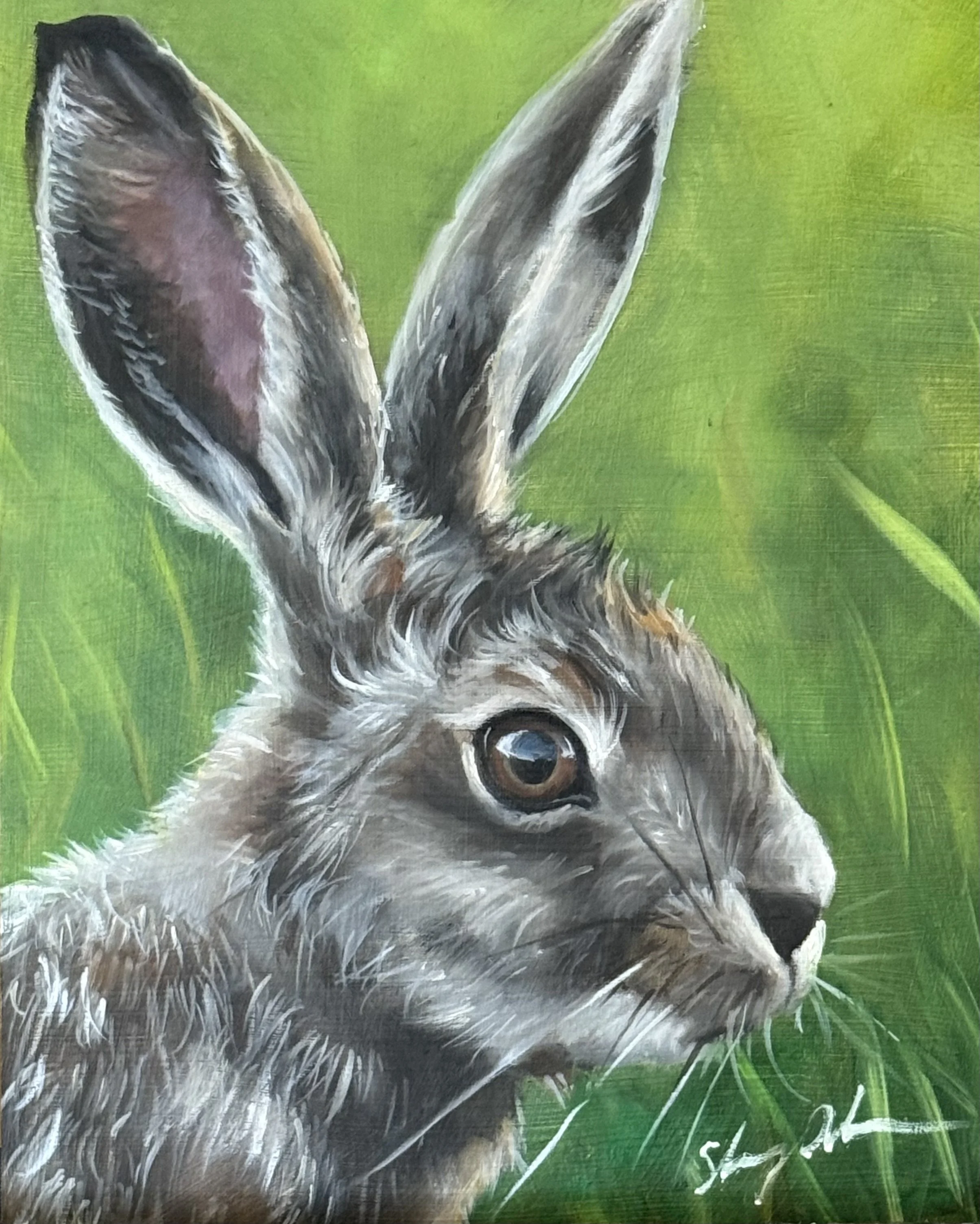 Spring Rabbit / oil on wood panel