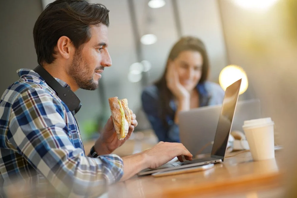 Enjoy coffee or lunch while you work
