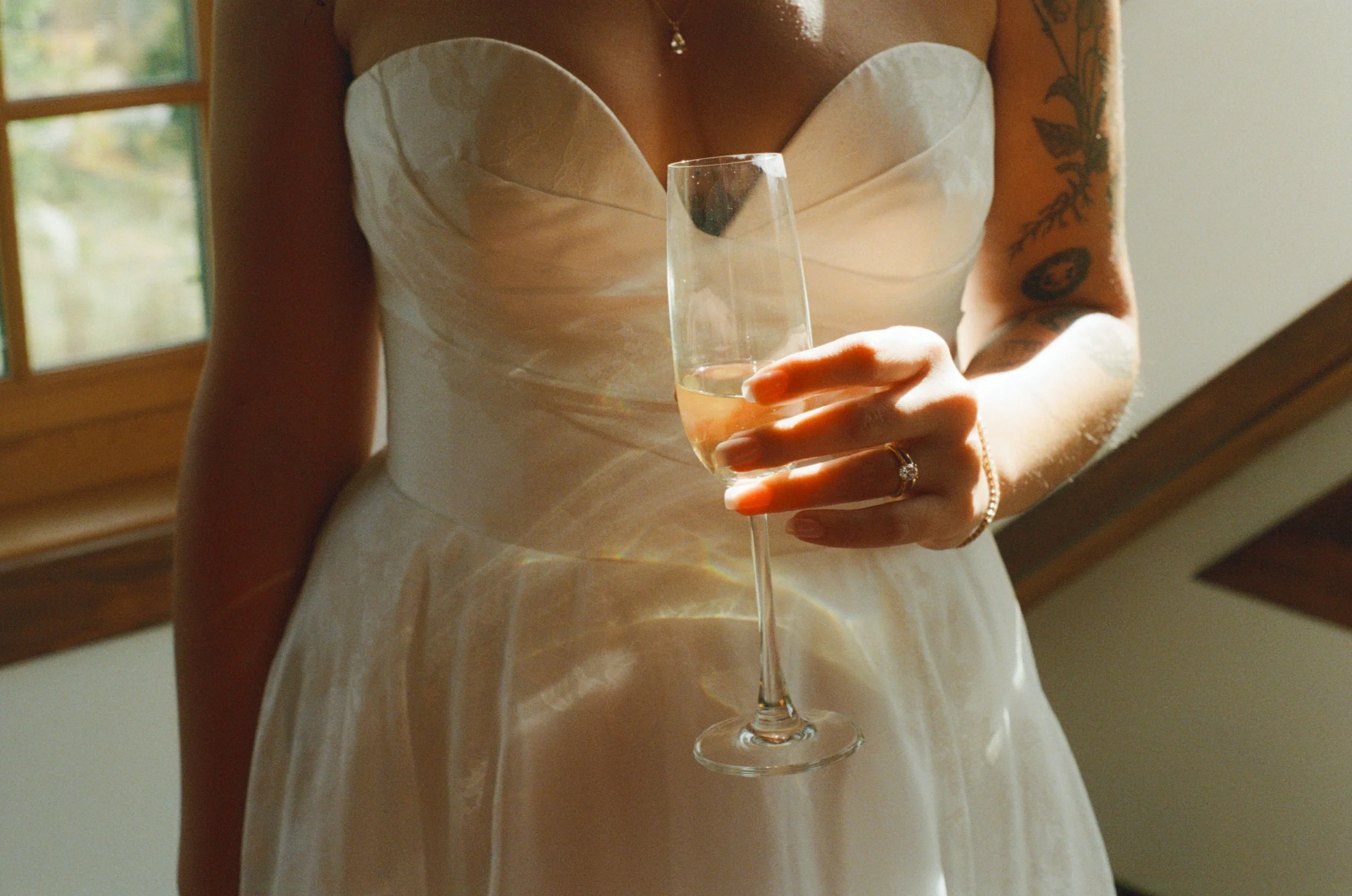 detail photo of bride the morning of her wedding day