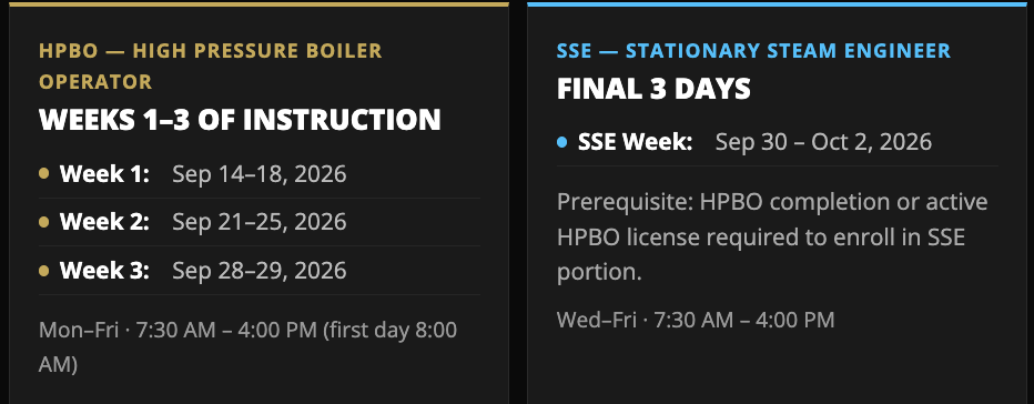 HPBO + SSE Course Dates