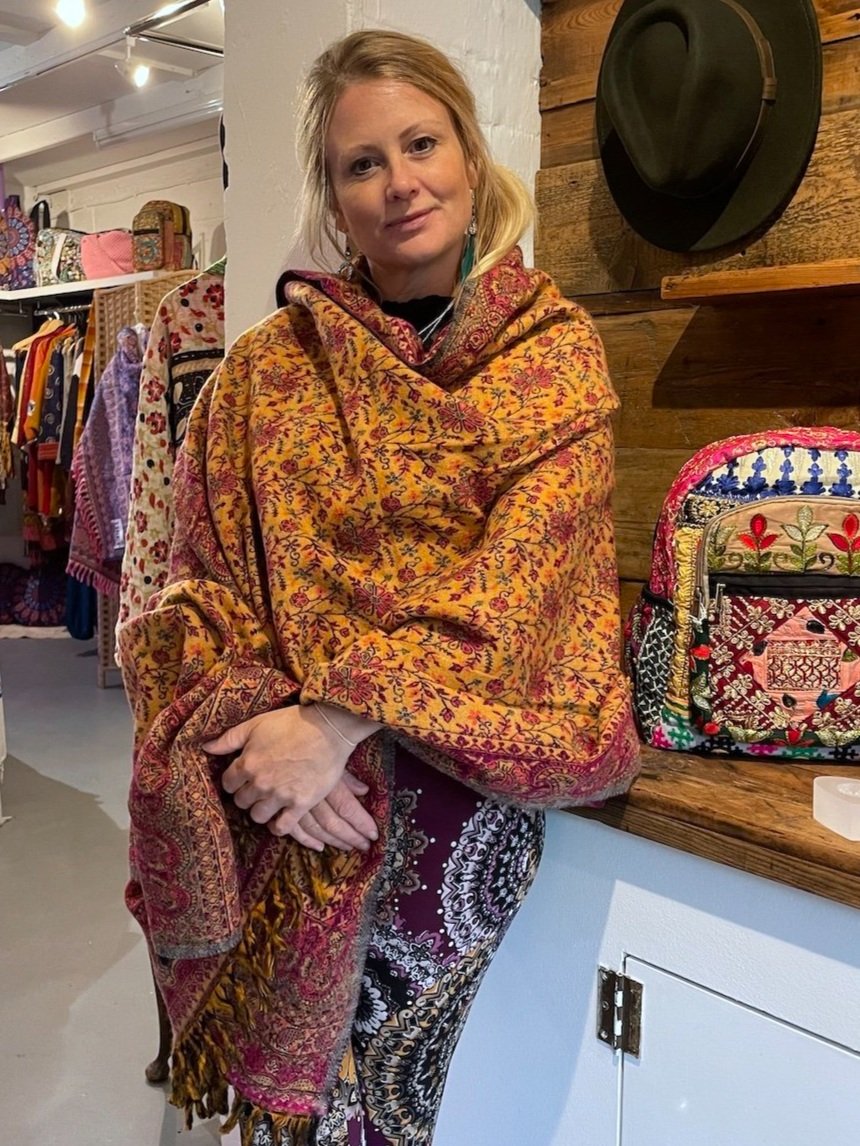 Gold+%26+Cerise+Shawl+on+model+-+The+Eleventh+House.jpg