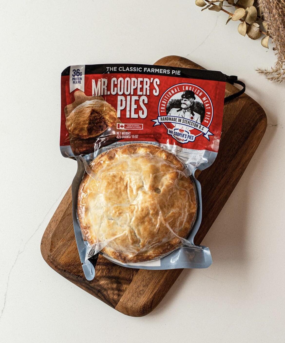 N E W! In addition to our homemade pies, we are now carrying @mrcooperspies. Handmade in Steveston with locally sourced ingredients! 🥧 
&bull;
In stock: The Classic Farmers Pie &amp; Chicken and Vegetable! 
&bull; 
#pie #pies #mrcoopers #steveston #