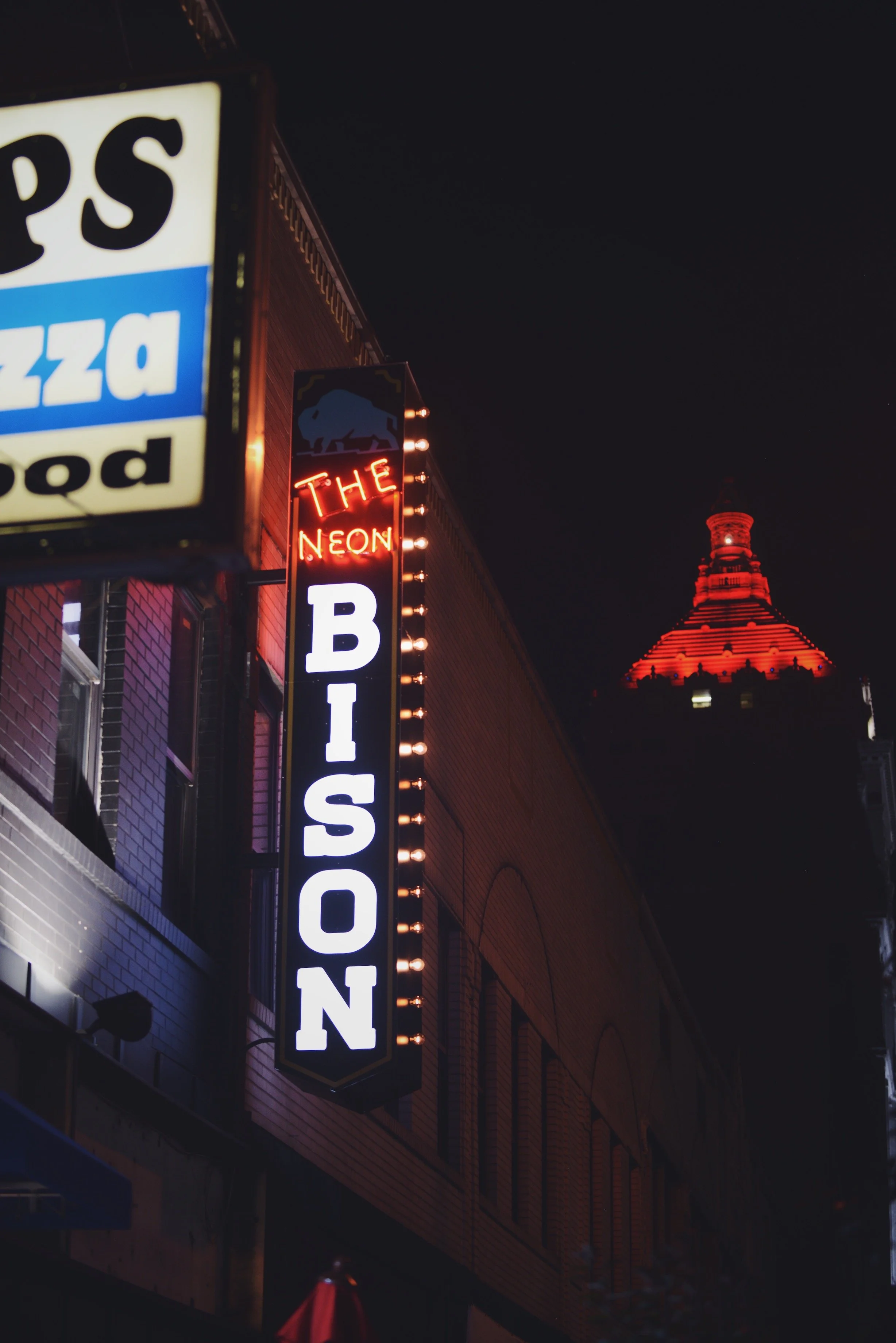NEON BISON EXTERIOR NIGHT VERTICAL JACOBREINHOLDT.COM .JPG