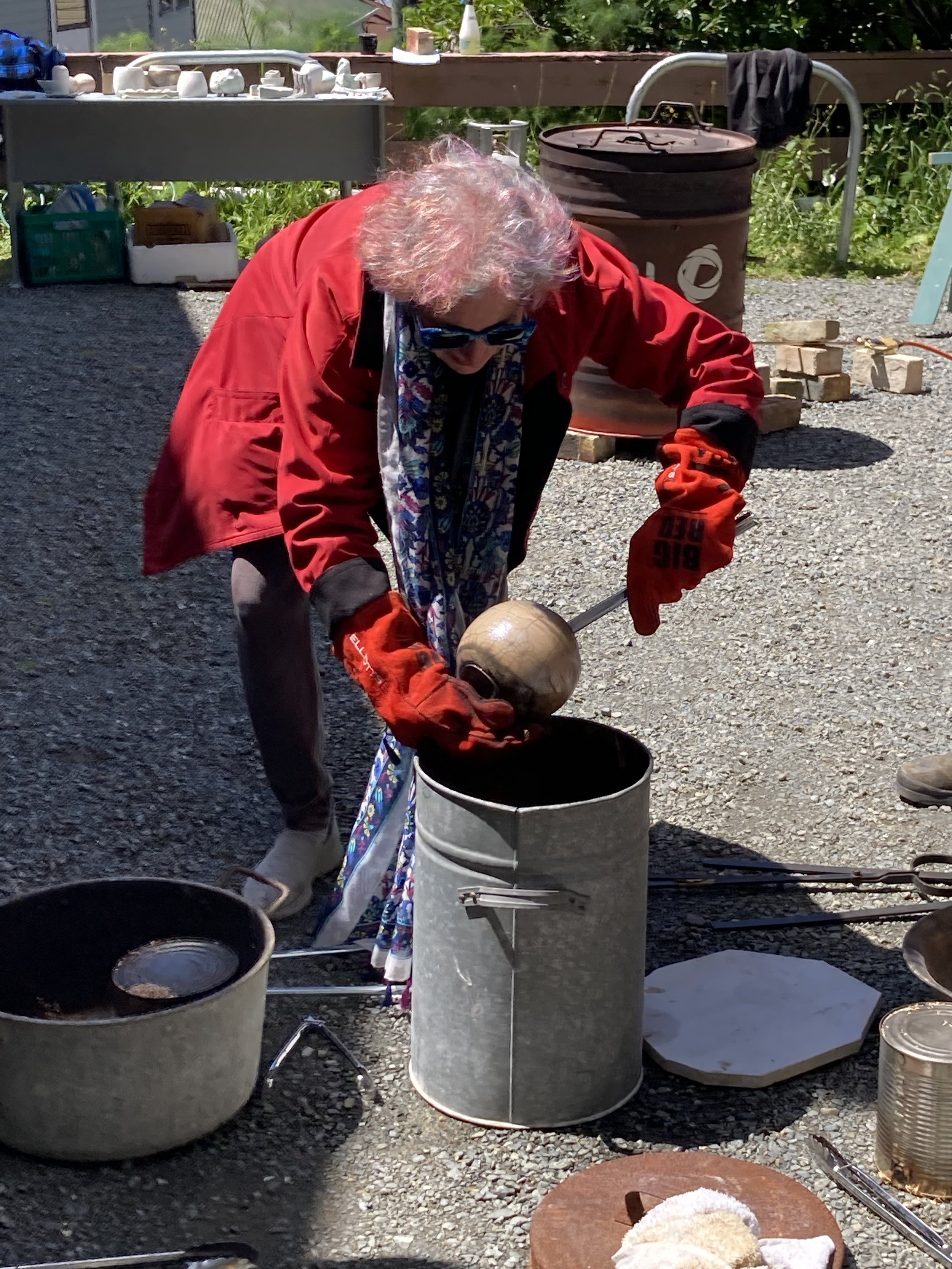 Jade Valour carefully removing her piece from reduction.