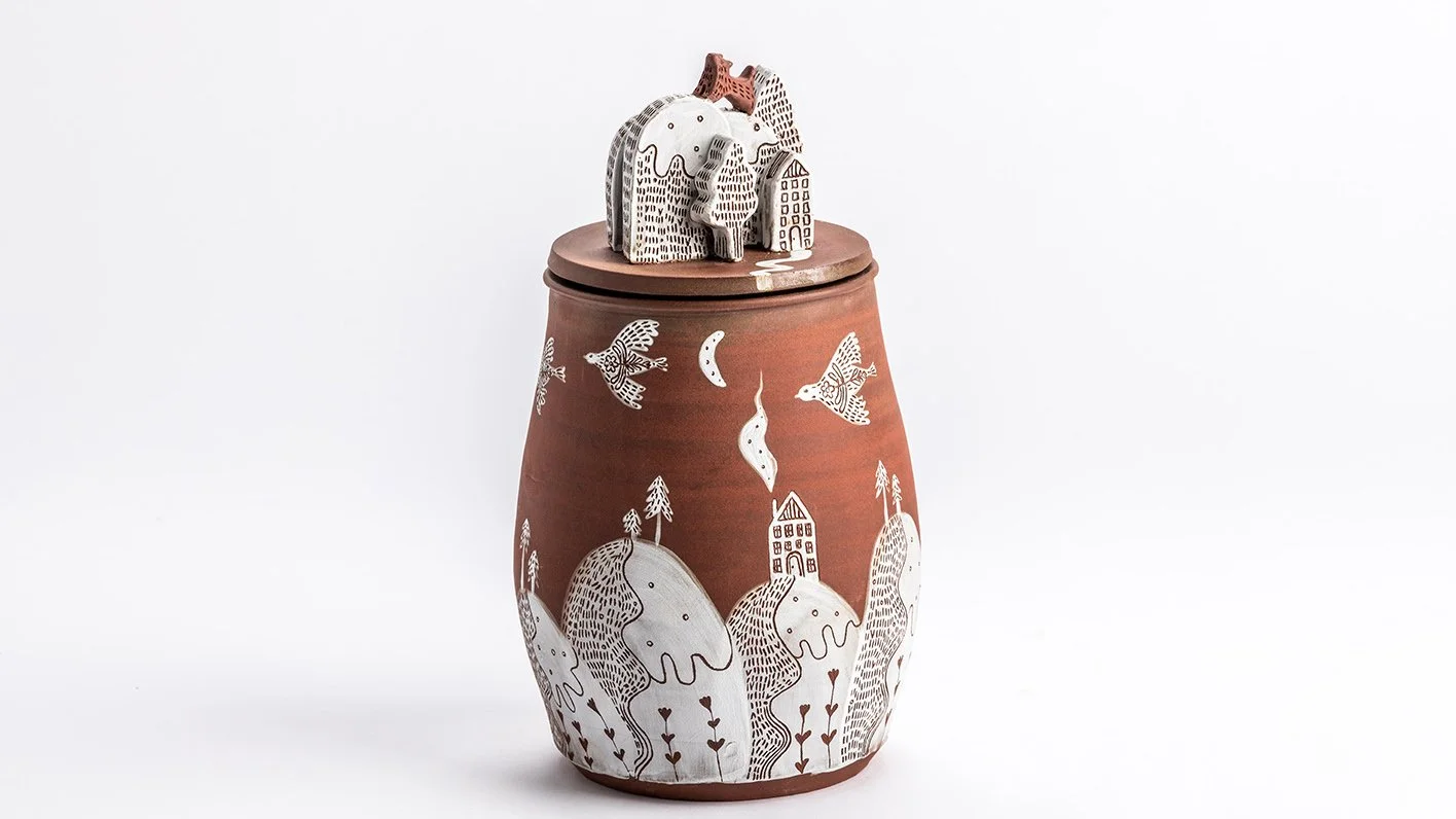 Mishima Hand Carved Lidded Jar - Imogen Carter.JPG