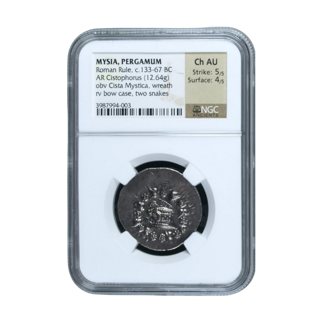 Pergamum (Mysia) AR Cistophorus — Rome’s Silver of Asia Minor, Cista Mystica & Serpent Power (c. 133–67 BC)