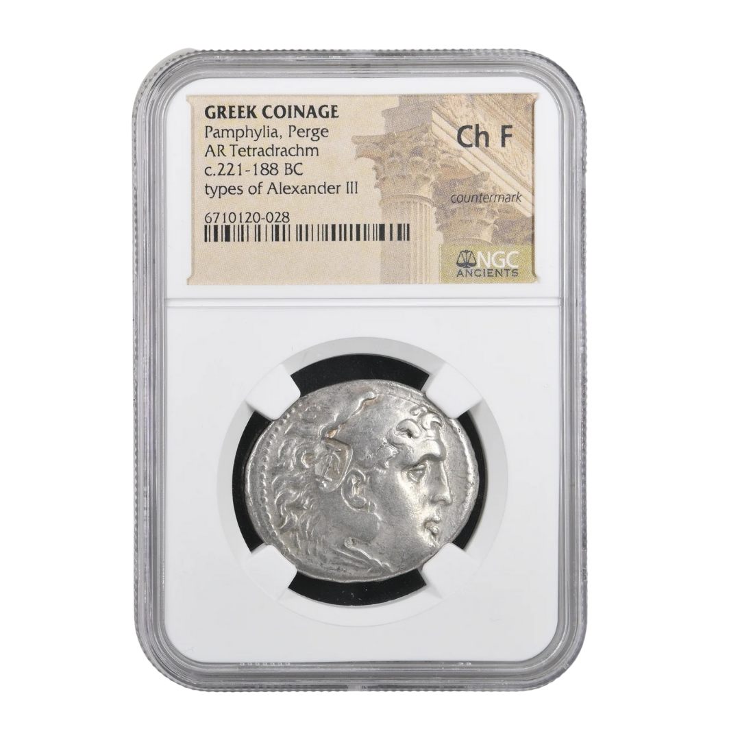 Perge (Pamphylia) AR Tetradrachm — Alexander the Great Types, Countermarked Silver of Empire (c. 221–188 BC)
