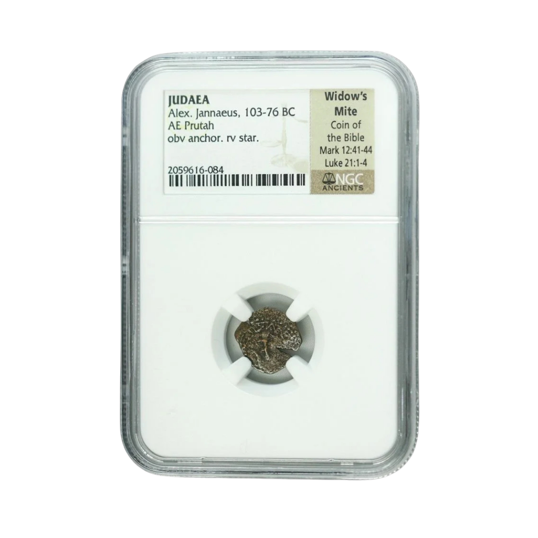 Judaea, Alexander Jannaeus Bronze Prutah — “Widow’s Mite” Biblical Type, NGC-Certified