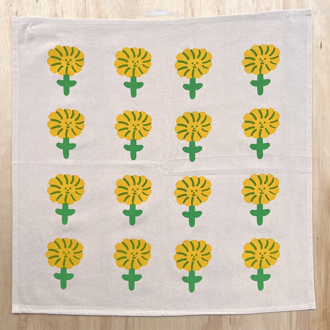 Happy flower tea towel