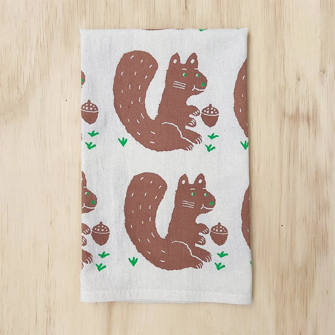 squirrel and nut towel