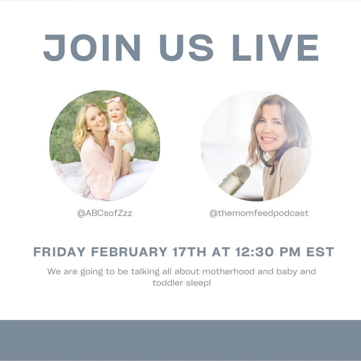 Join me and @themomfeedpodcast from 12:30-1 pm EST discussing motherhood and infant and toddler sleep. There will also be a q&amp;a. We will try to answer as many motherhood or sleep questions as we can. ☺️