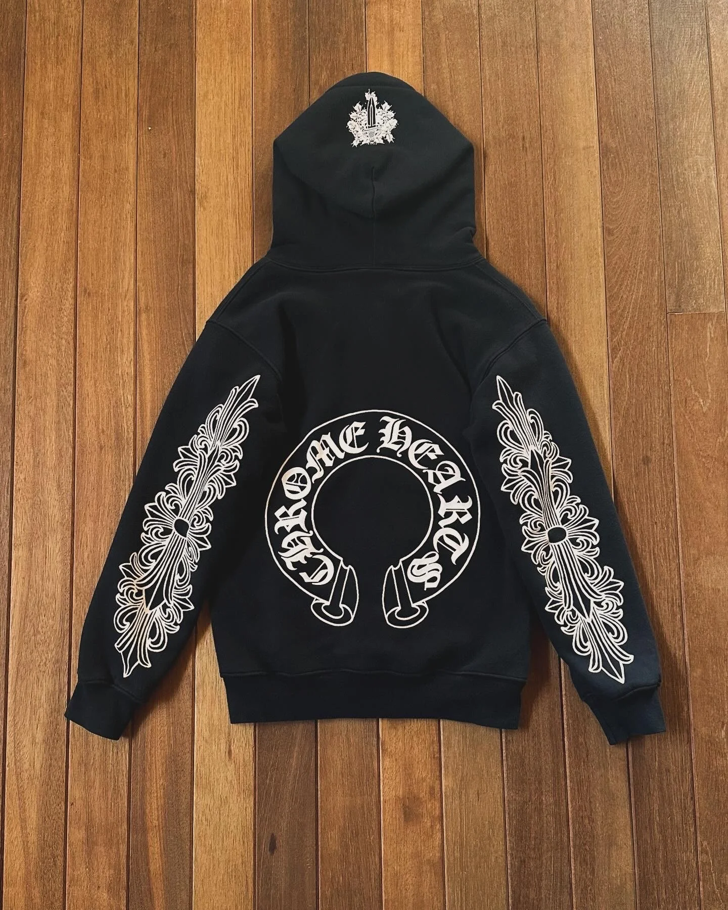 Chrome Hearts Thermal Floral Sleeve Horshoe Zip Up Hoodie (S