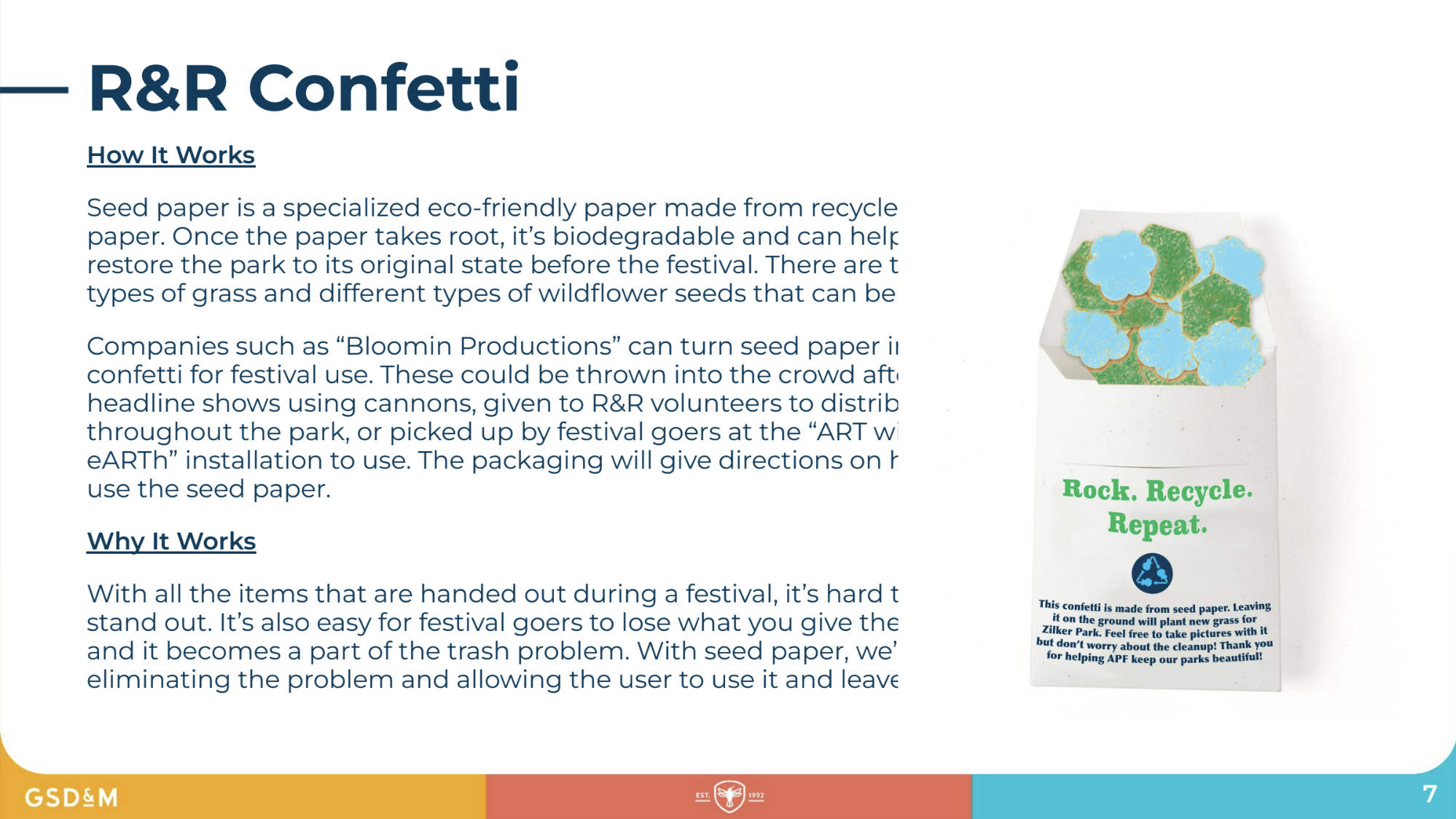 Activation Part of Pitch Deck to Austin Parks Foundation for Rock Recycle Program