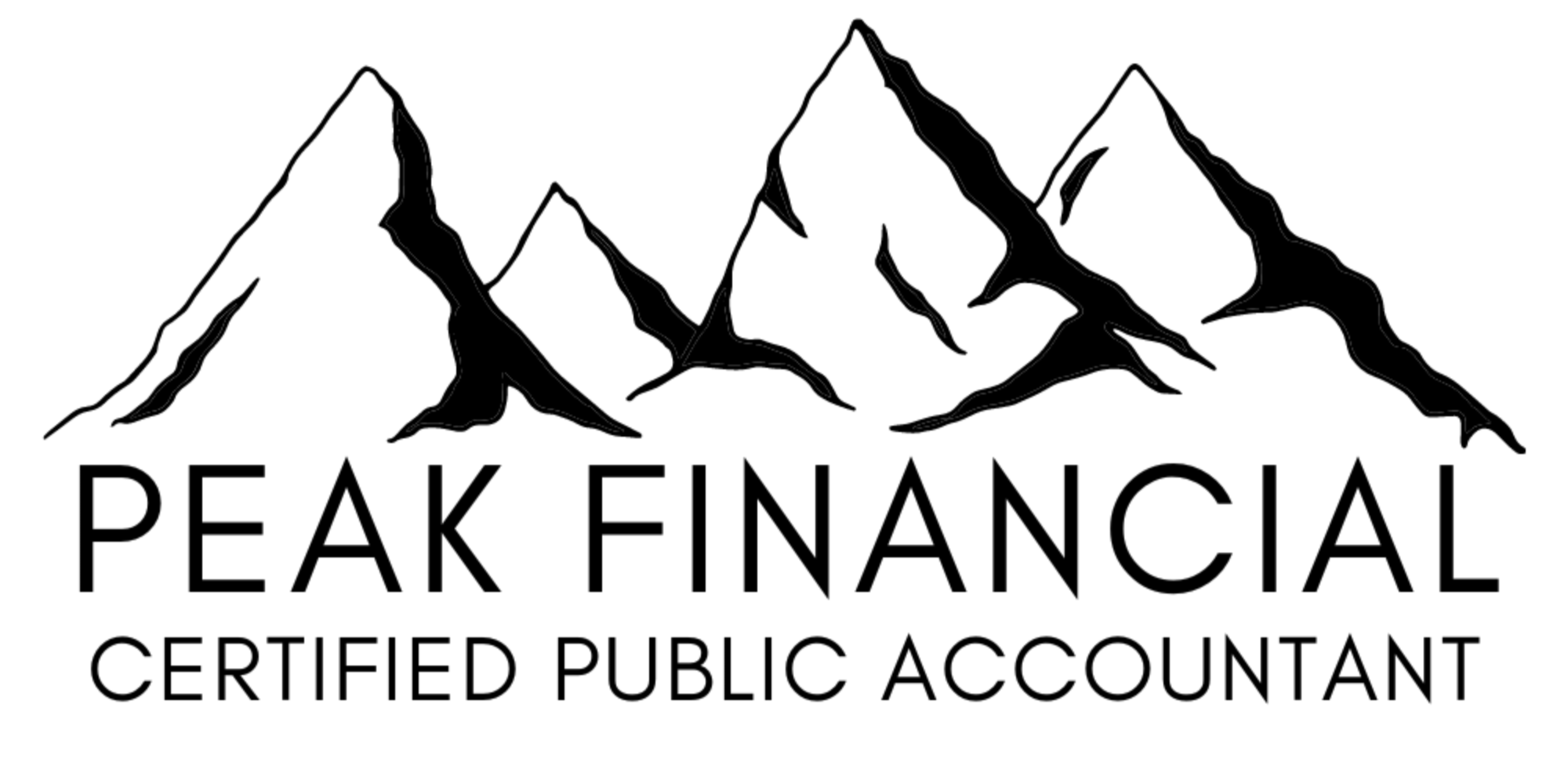 Logo with stylized mountains and text that reads 'PEAK FINANCIAL CERTIFIED PUBLIC ACCOUNTANT'.