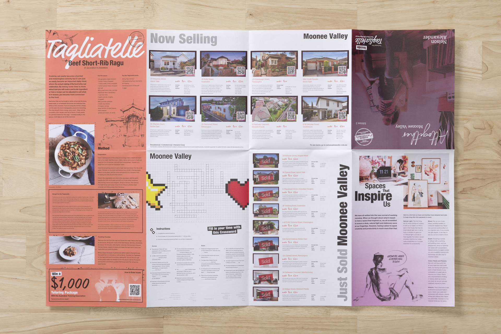 Folded brochure completely unfolded