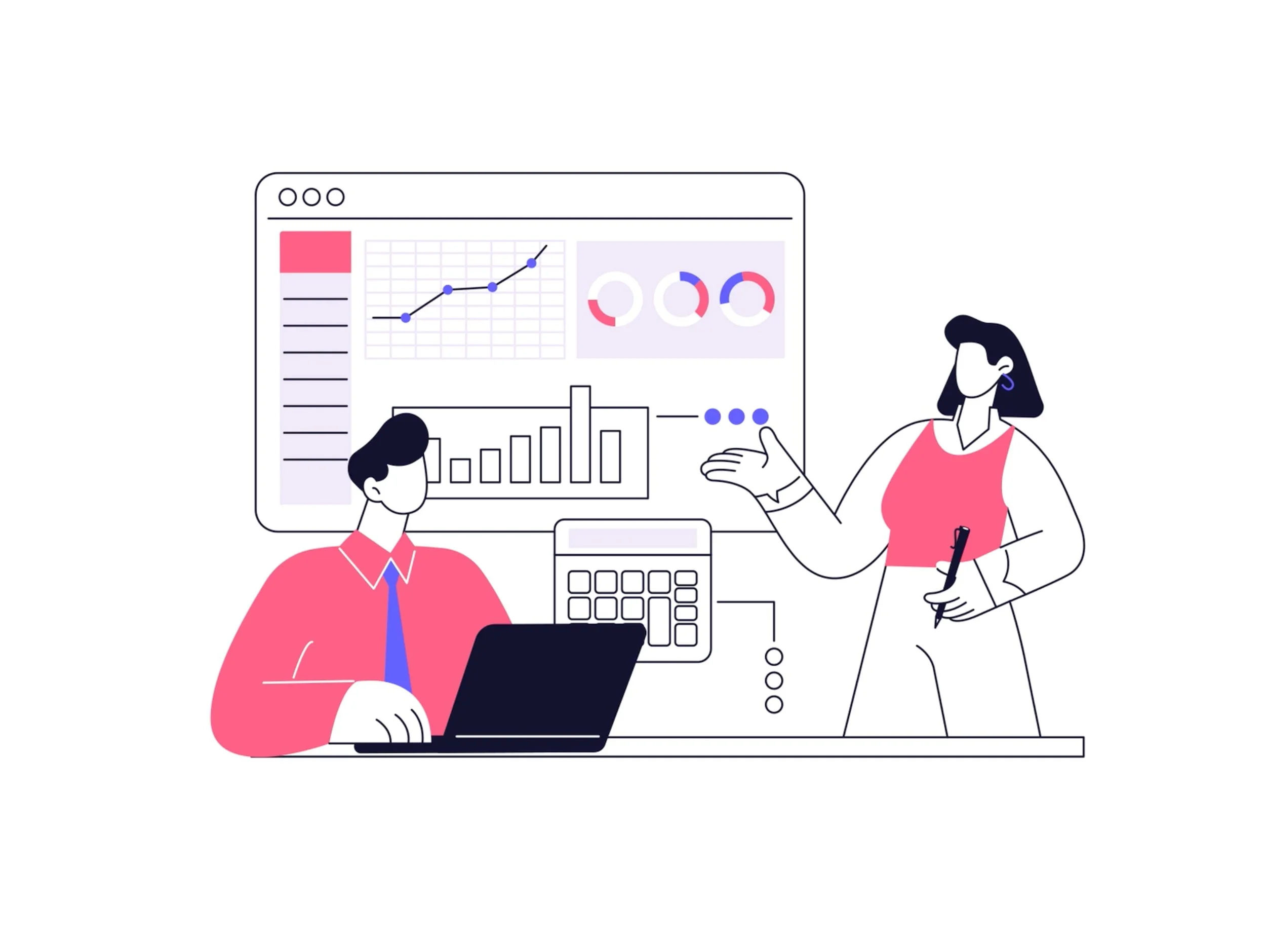 Illustration of man and woman at work