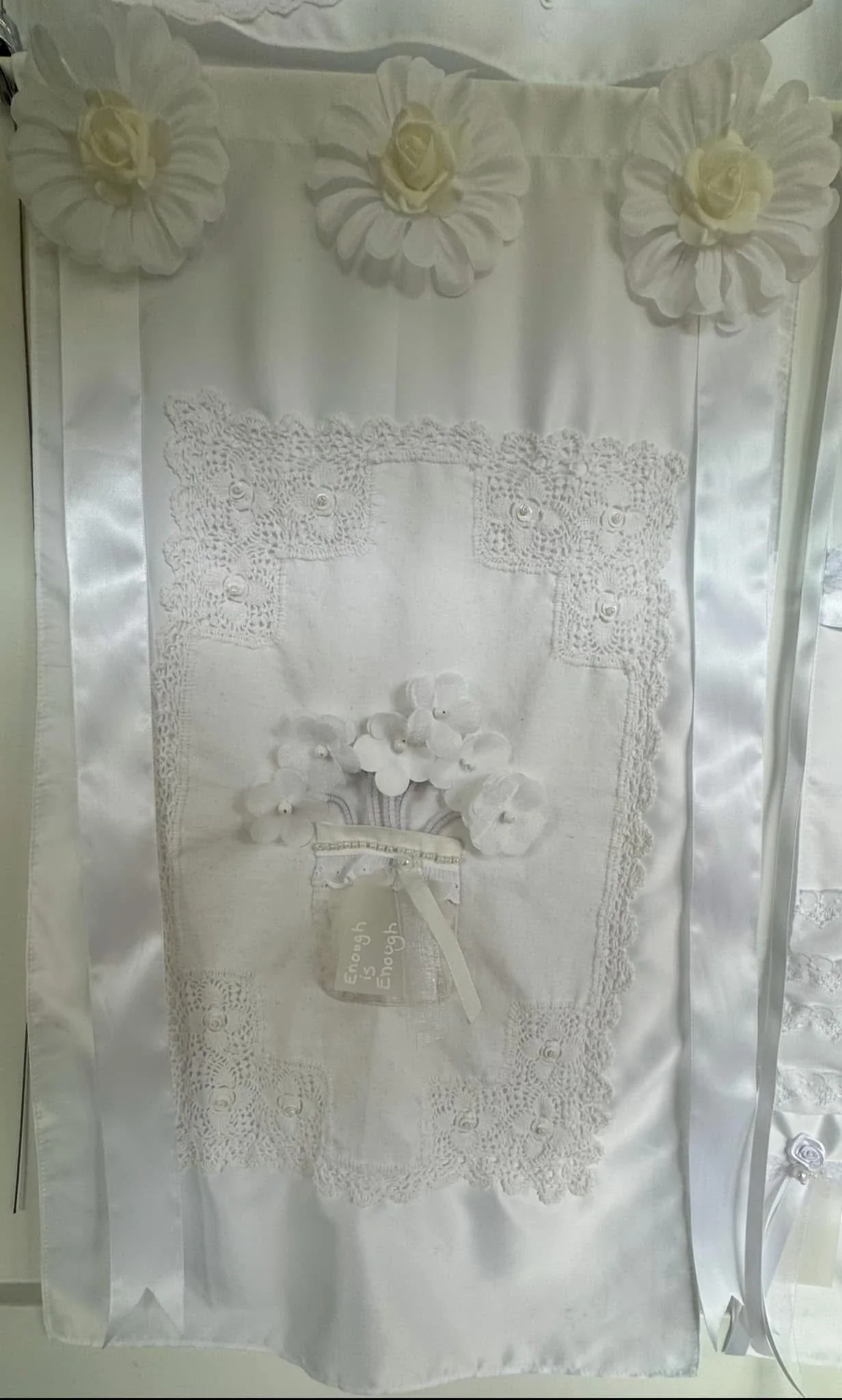 Stitching Our Strengths - The project brought together women from across the region to share traditional handicraft skills and create white flags adorned with messages of hope, healing, and solidarity. These works of art became a powerful visual stat