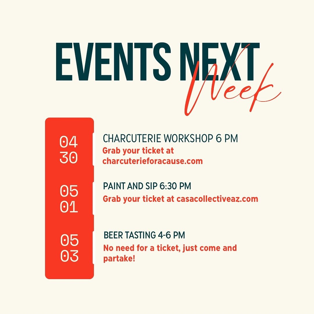 Join us next week at the Pub for some exciting events. We are hosting a charcuterie workshop with @bountifulblessingscharcuterie on Tuesday at 6 pm. Our next paint and sip is with @uncommon_wander on Wednesday at 6:30. We are finishing off the week w