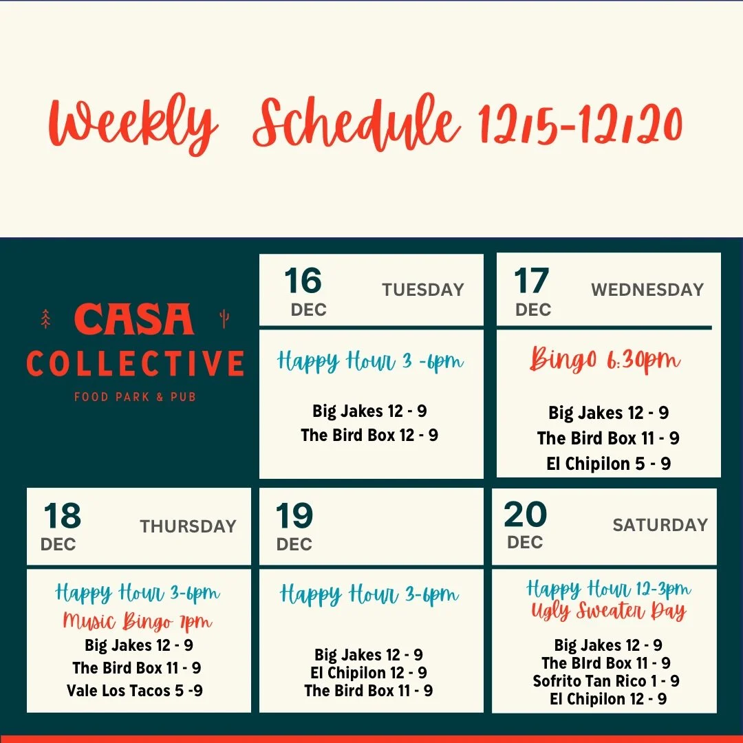 📣 This Week&rsquo;s Pub Lineup: Bingo, Sweaters, &amp; Toys!

Get ready for a week of fun, food, and giving back!

* 🎁 Toys for Tots Drive: Please bring an unwrapped gift this week to support a great cause.
* 🗓️ Wednesday: Regular Bingo at 6:30 PM