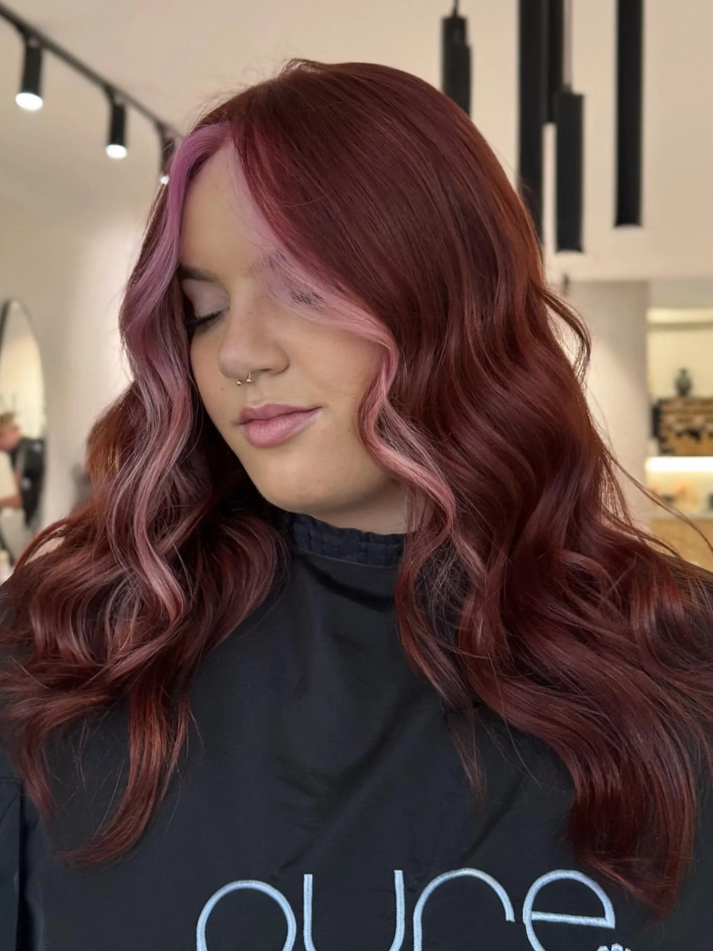 Fiery red // Pink pop 💕❤️ #masonjameshair 
.
.
.
.
.
.
.
.
.
.
.
.
.
.
.
.
.
.
.
#cottoncandyhair #sydneyhair #sydneyhairdresser #sydneyhairstylist #pinkmoneypiece #moneypiecehighlights #sydneyhilldistrict #redhair #colourhairtrend #cherryredhair #f