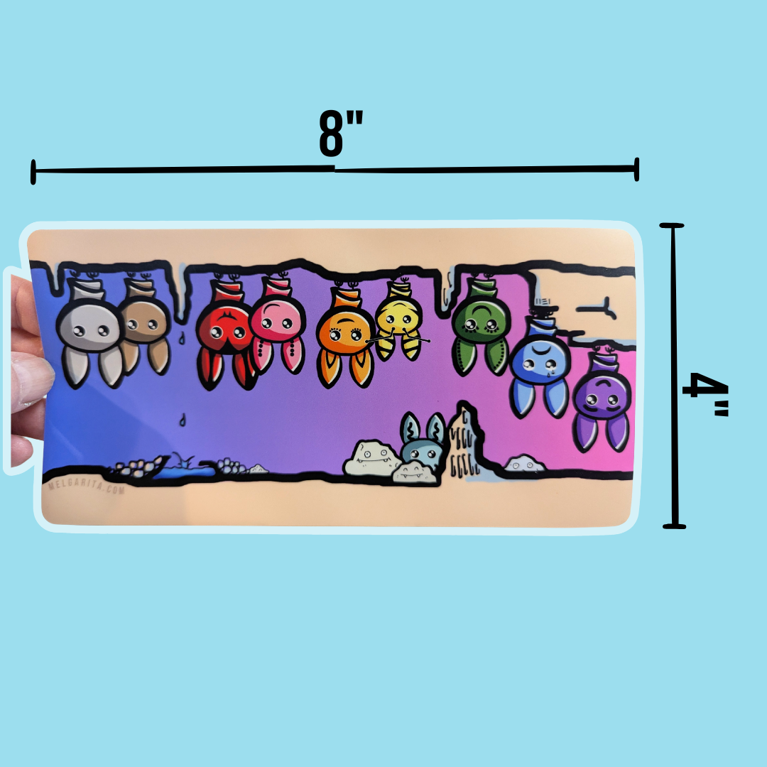 Colorful bats bumper sticker 2.png