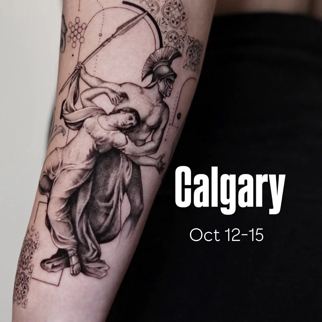 I&rsquo;ll be doing a guest spot in Calgary from October 12&ndash;15 🖤
If you&rsquo;ve been wanting to get tattooed by me, this is the perfect chance!
I&rsquo;m booking custom projects and would love to create something unique for you.
📩 DM or fill