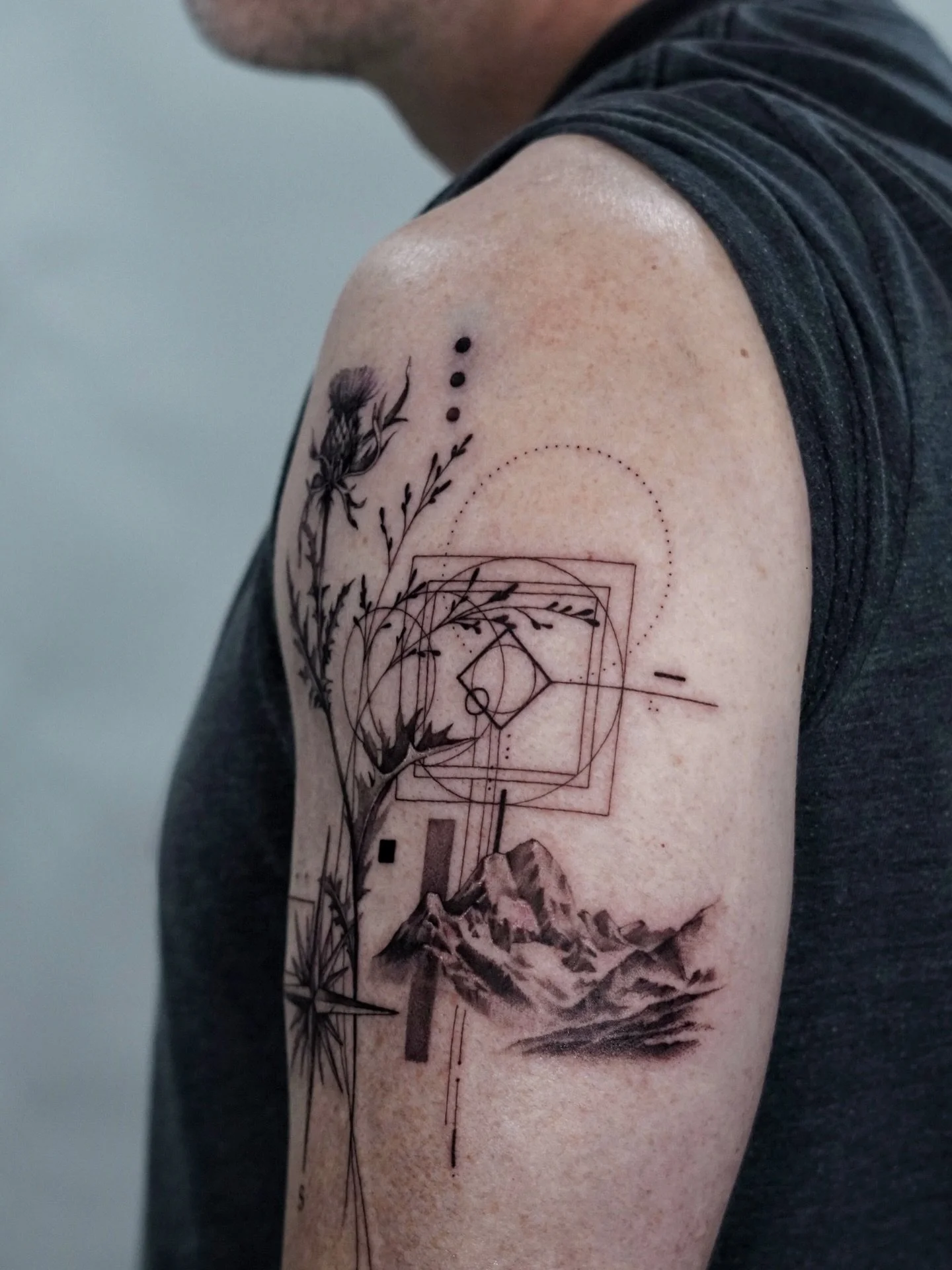 The thistle holds the past, the compass carries the future🖤