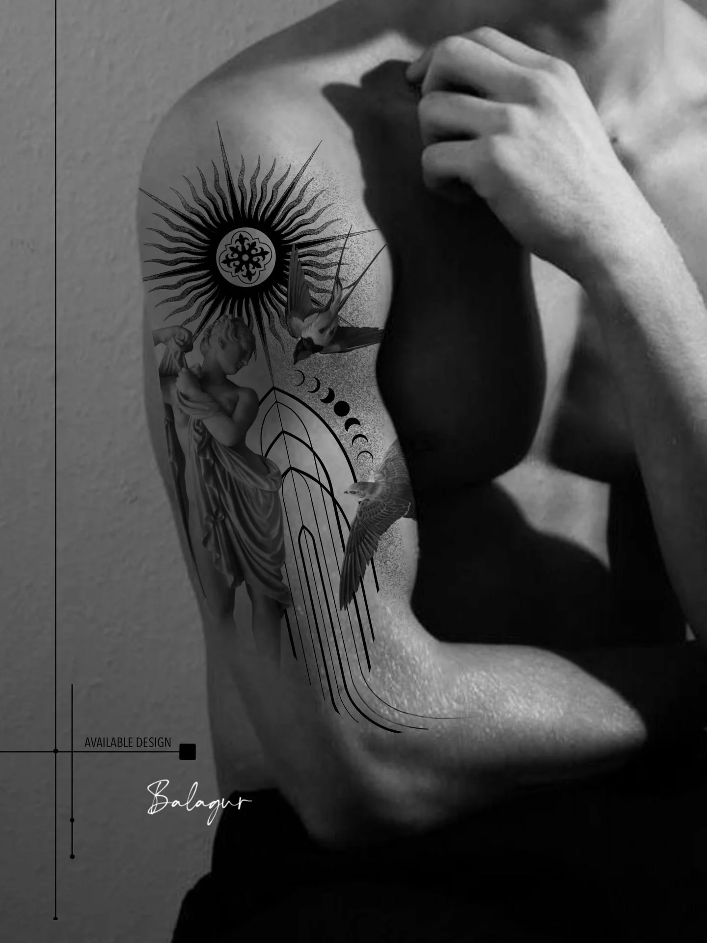 New design available 🖤
Min size 8&rdquo;.
Would look great on the shoulder, thigh or calf and can be adjusted into a back piece.
DM me if you&rsquo;d like to take it or have any questions.
Happy to create a custom design with a similar vibe too🙌🏻