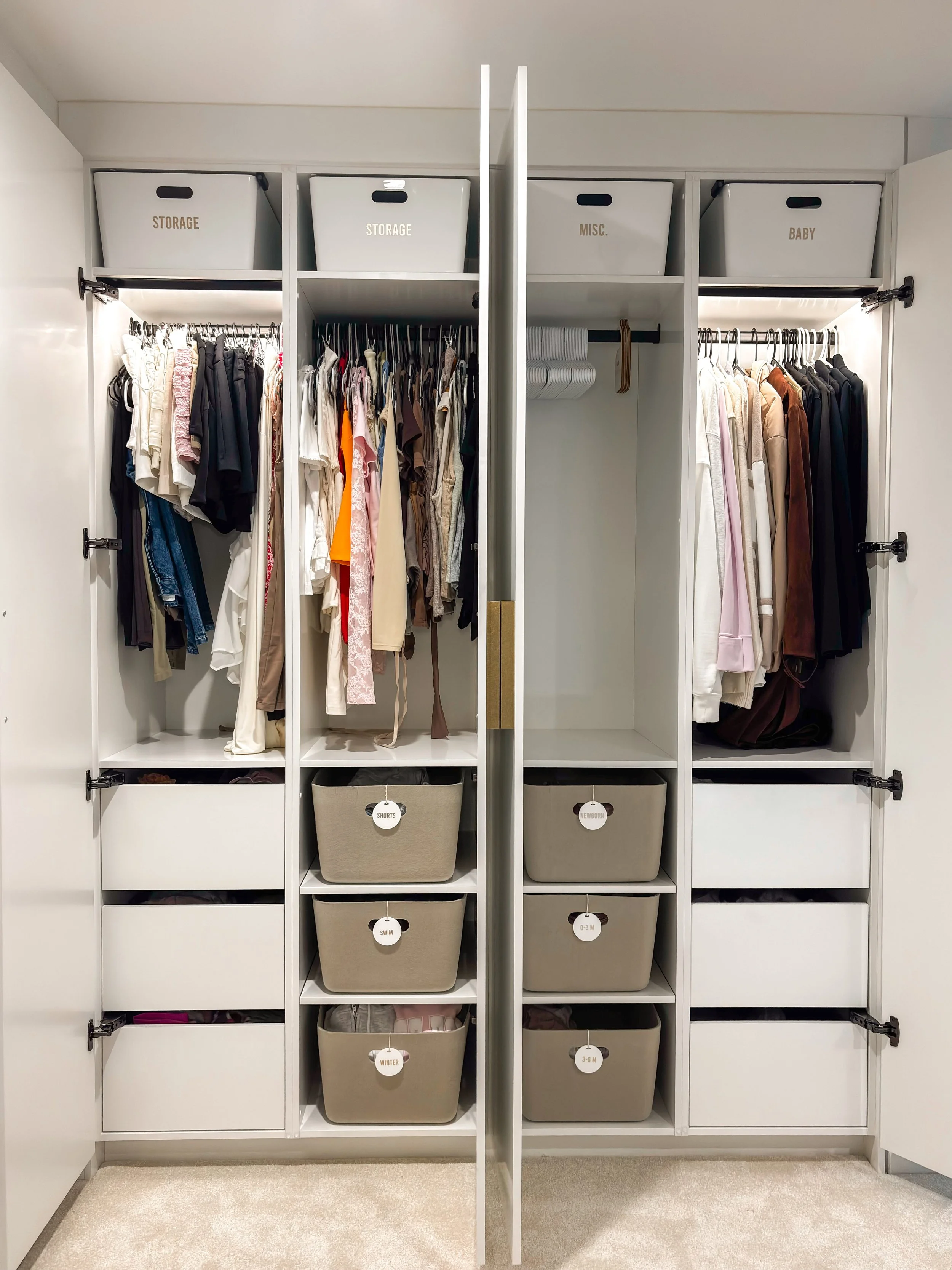 Wardrobe professionally organised by The Calming Zone in Brisbane.