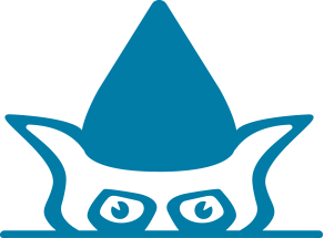 Logo d'un personnage avec des oreilles pointues et des yeux qui regarde de face.