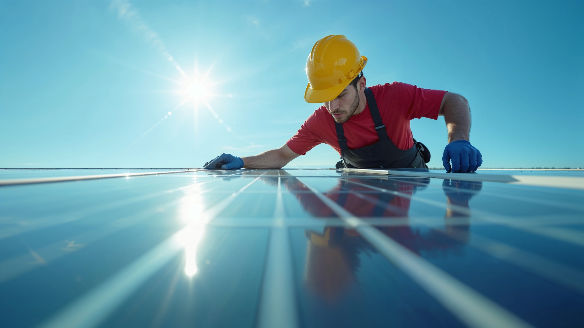 UK and France break new solar generation records, solar panels, worker